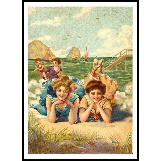 Beach 21, A New Print Of A Vintage Beach Scene