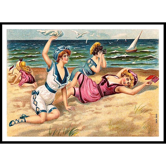 Beach 25, A New Print Of A Vintage Beach Scene