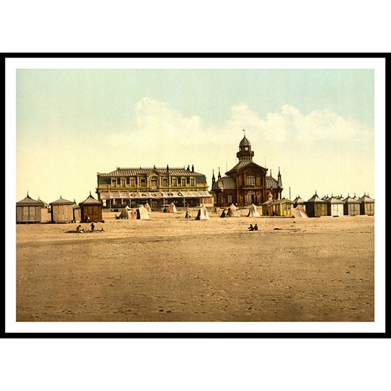 Beach And Casino Calais, A New Print Of A Vintage Beach Scene