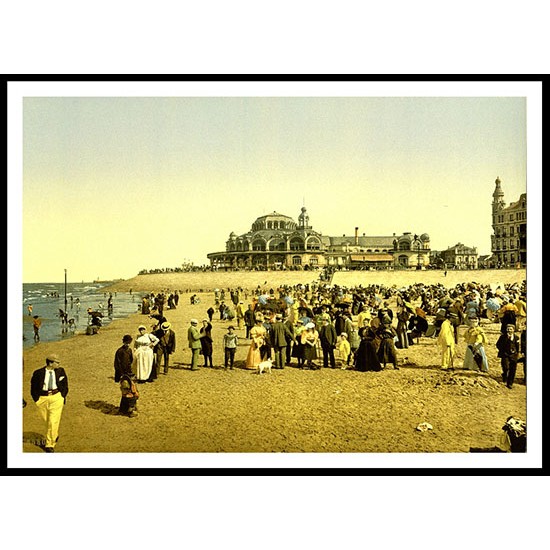 Beach And Kursaal Ostend, A New Print Of A Vintage Beach Scene