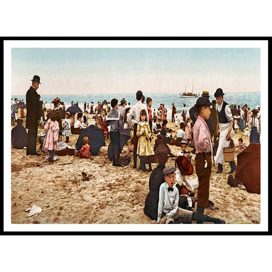 Beach At Coney Island 1902, A New Print Of A Vintage Beach Scene