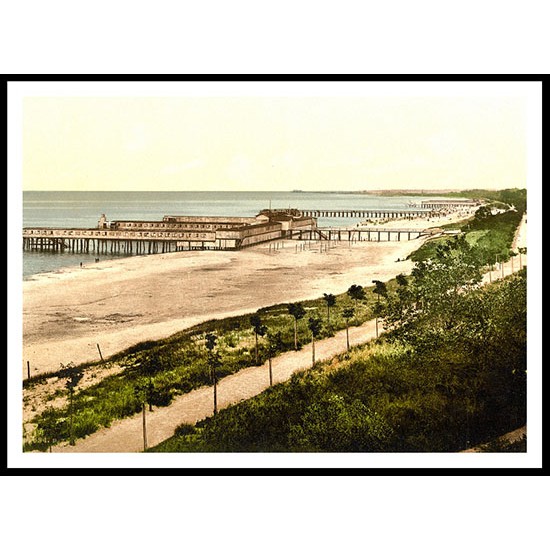 Beach Colberg Pommeraina Germany, A New Print Of A Vintage Beach Scene