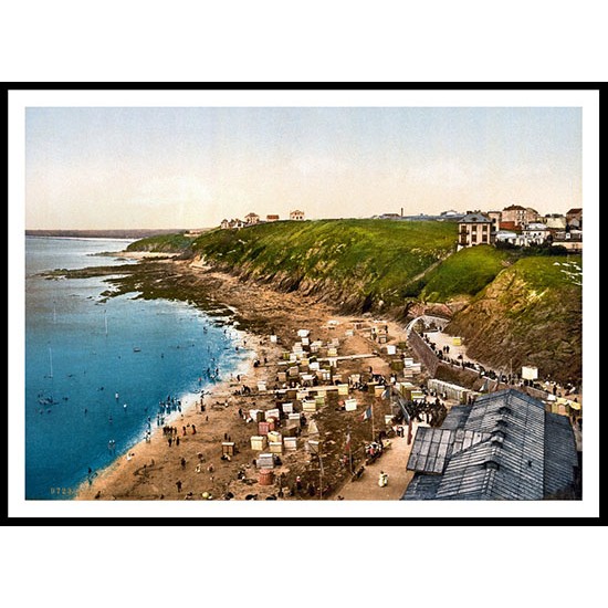 Beach Granville France, A New Print Of A Vintage Beach Scene