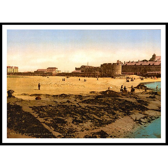 Beach Low Tide St, A New Print Of A Vintage Beach Scene