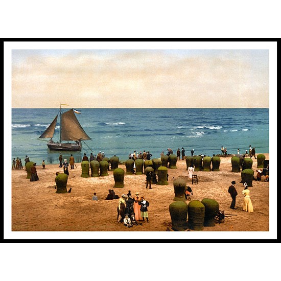 Beach Scheveningen Holland, A New Print Of A Vintage Beach Scene