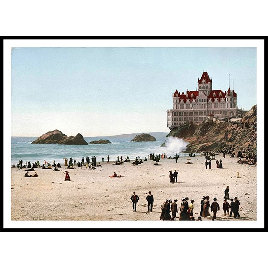 Cliff House Sf 1902, A New Print Of A Vintage Beach Scene