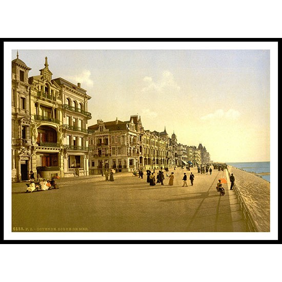 Embankment Ostend Belgium, A New Print Of A Vintage Beach Scene