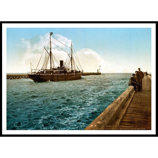 Mouth Of Harbour Dunkirk, A New Print Of A Vintage Beach Scene