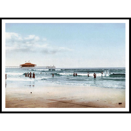 Surf At Old Orchard, A New Print Of A Vintage Beach Scene