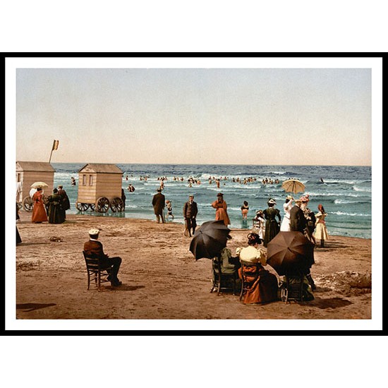 The Beach Blankenberghe Belgium, A New Print Of A Vintage Beach Scene