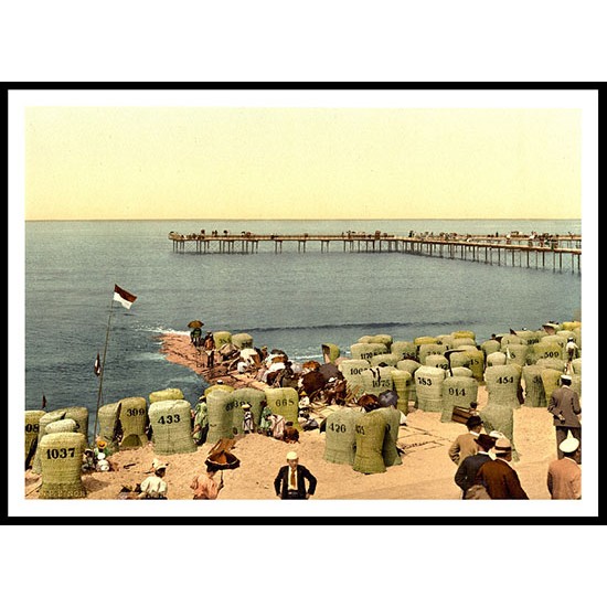 The Pier Norderney Germany, A New Print Of A Vintage Beach Scene The Pier Norderney Germany, A New Print Of A Vintage Beach Scene