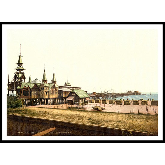 The Pier Strandbucke Heringsdorf, A New Print Of A Vintage Beach Scene The Pier Strandbucke Heringsdorf, A New Print Of A Vintage Beach Scene