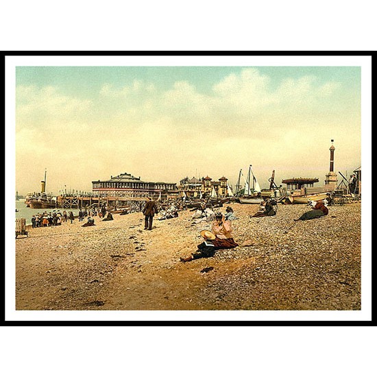 Southsea 1, A New Print Of A Vintage Beach Scene