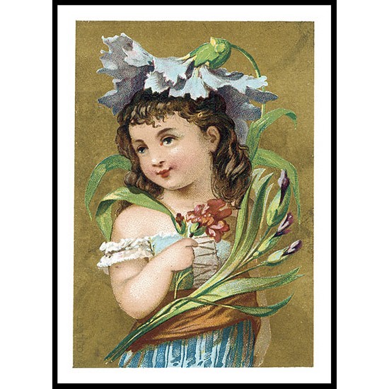 Flower Girl, A New Print Of A Vintage Trade Card