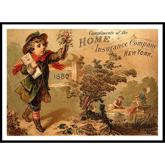 Home Insurance Company - 1, A New Print Of A Vintage Trade Card