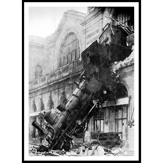 Train Wreck At Montparnasse 1895, A New Print Of A Vintage Trade Card