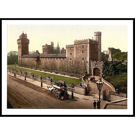 Cardiff Castle 2, A New Print Of A Vintage Wales Photochrom