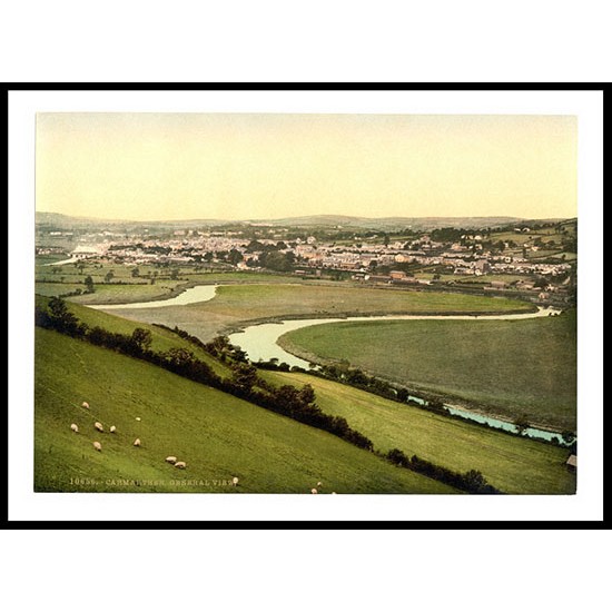 Carmarthen Generalview Wales, A New Print Of A Vintage Wales Photochrom