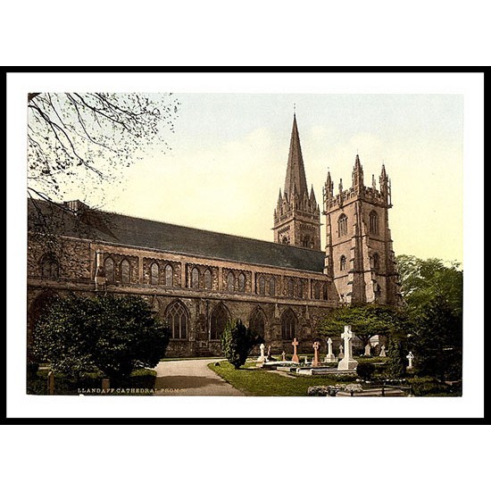 Cathedral Llandaff, A New Print Of A Vintage Wales Photochrom