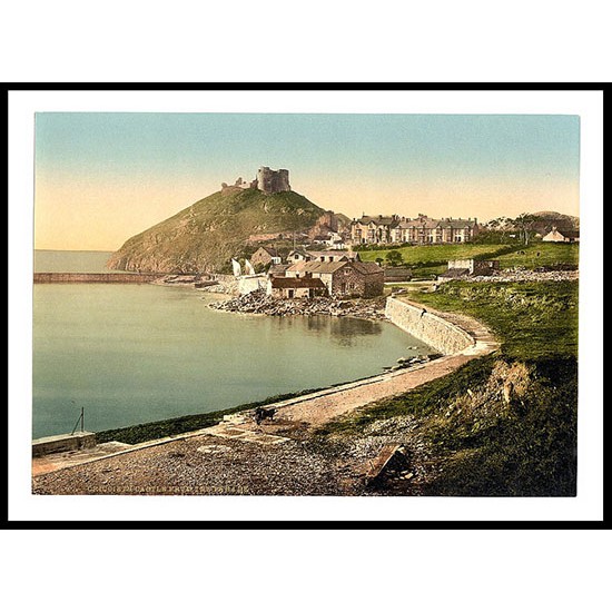 From Parade Criccieth Castle, A New Print Of A Vintage Wales Photochrom