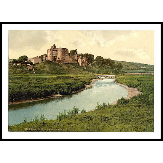 Kidwelly Castle Carmarthen, A New Print Of A Vintage Wales Photochrom