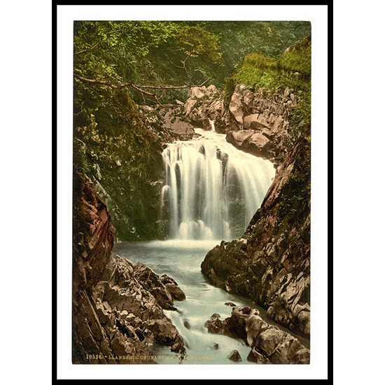 Llanberis Cennant Mawr Lower Fall Wales, A New Print Of A Vintage Wales Photochrom