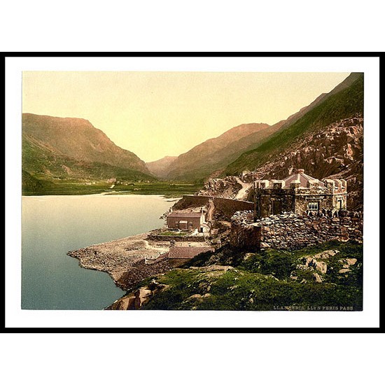 Lyn Peris Pass Llanberis, A New Print Of A Vintage Wales Photochrom