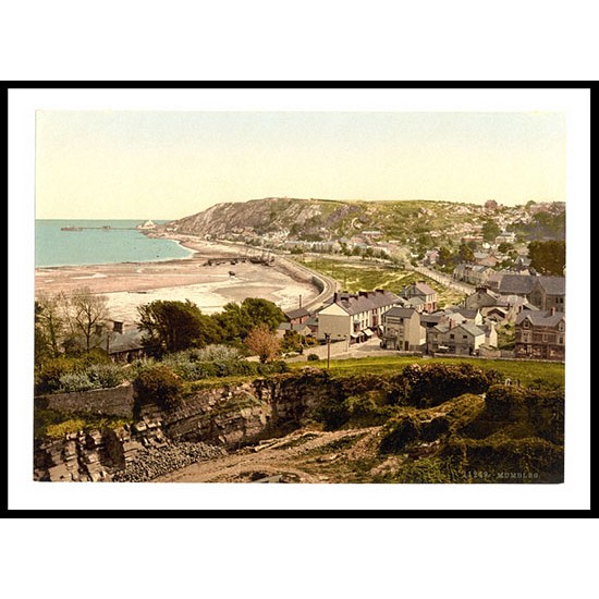 Mumbles General View Wales, A New Print Of A Vintage Wales Photochrom