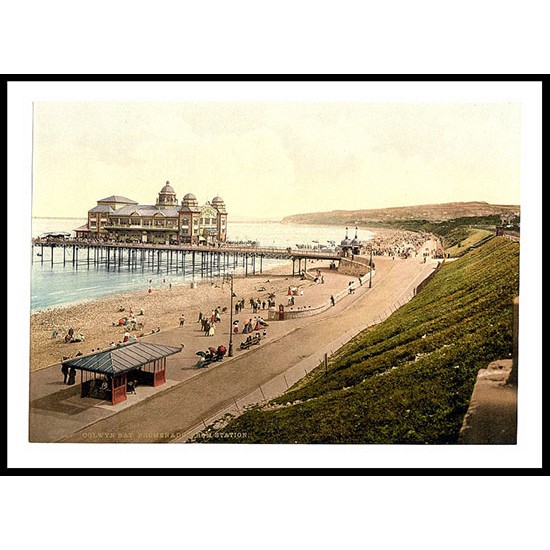 Promenade From Station Colwyn Bay, A New Print Of A Vintage Wales Photochrom