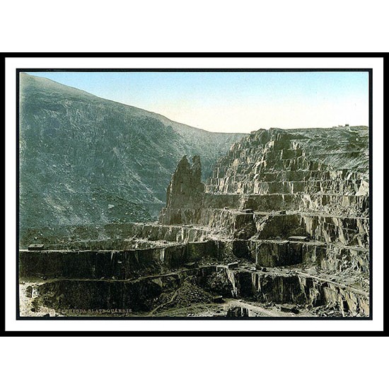 Slate Quarries Bethesda, A New Print Of A Vintage Wales Photochrom