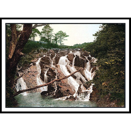 Swallow Falls Fairy Glen Bettwsy Coed, A New Print Of A Vintage Wales Photochrom