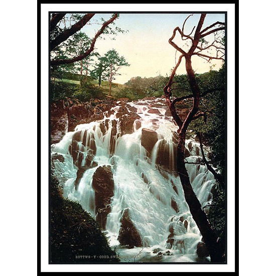 Swallow Falls Fairy Glen Bettwsy Coed 3, A New Print Of A Vintage Wales Photochrom