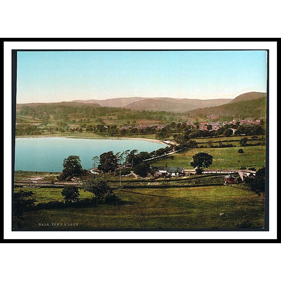 Town And Lake Bala, A New Print Of A Vintage Wales Photochrom