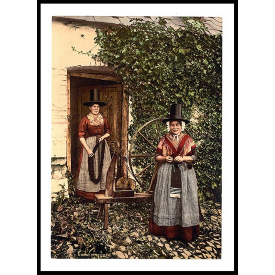 Welsh Spinners, A New Print Of A Vintage Wales Photochrom